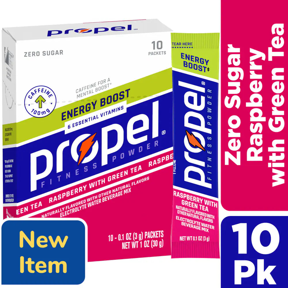 Propel Energy Boost Raspberry Green Tea Drink Mix – 10 ct (1 oz)