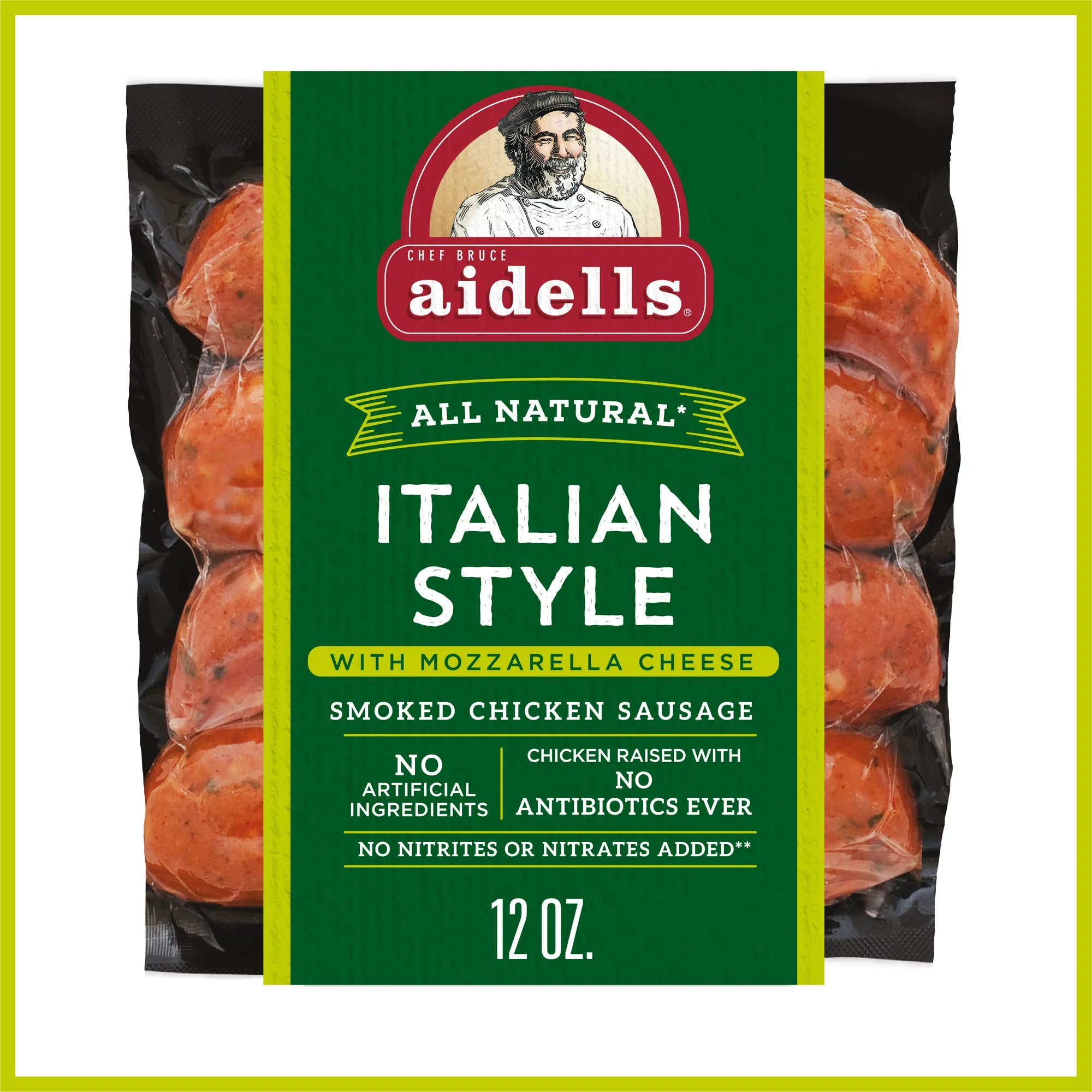 Salchichas de mozzarella y pollo ahumado al estilo italiano de Aidells, 4 unidades de 12 oz