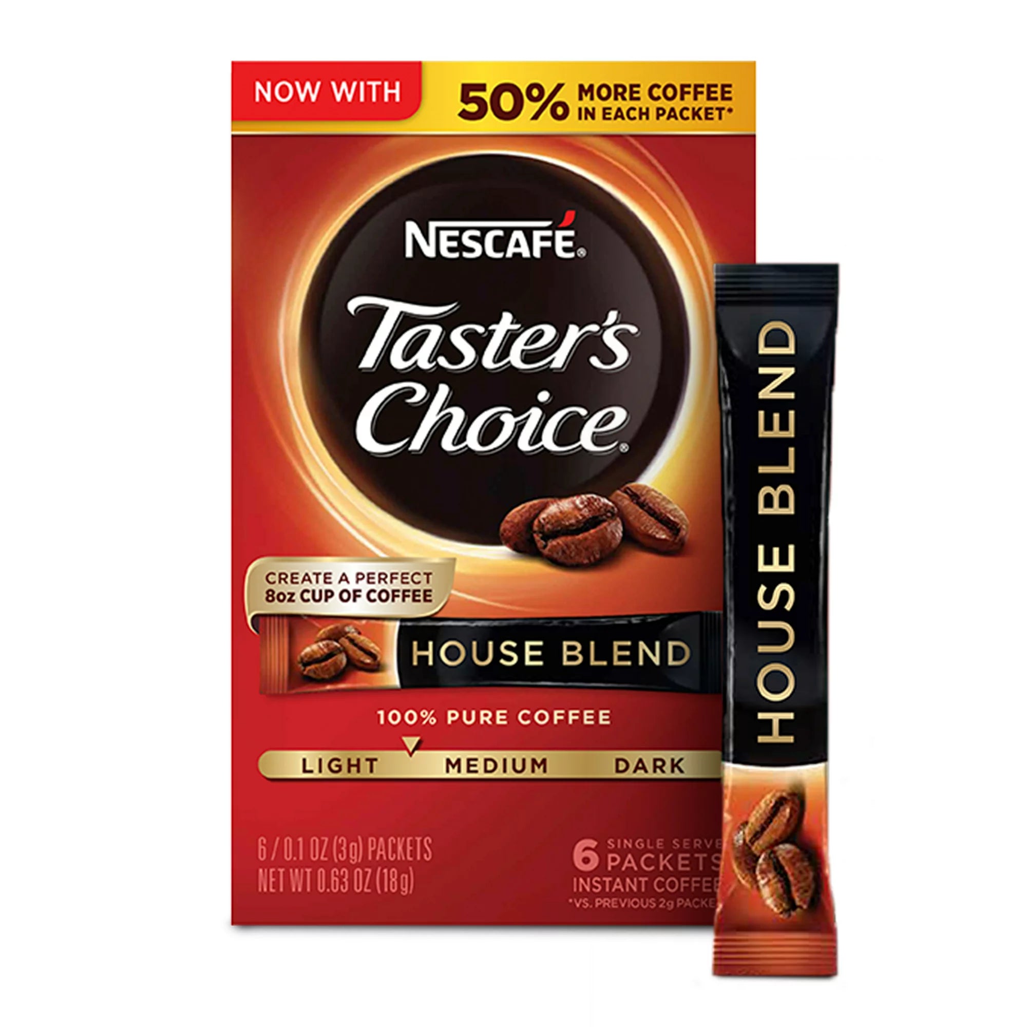 Nescafé Taster’s Choice House Blend, 6 Count – 0.63 oz