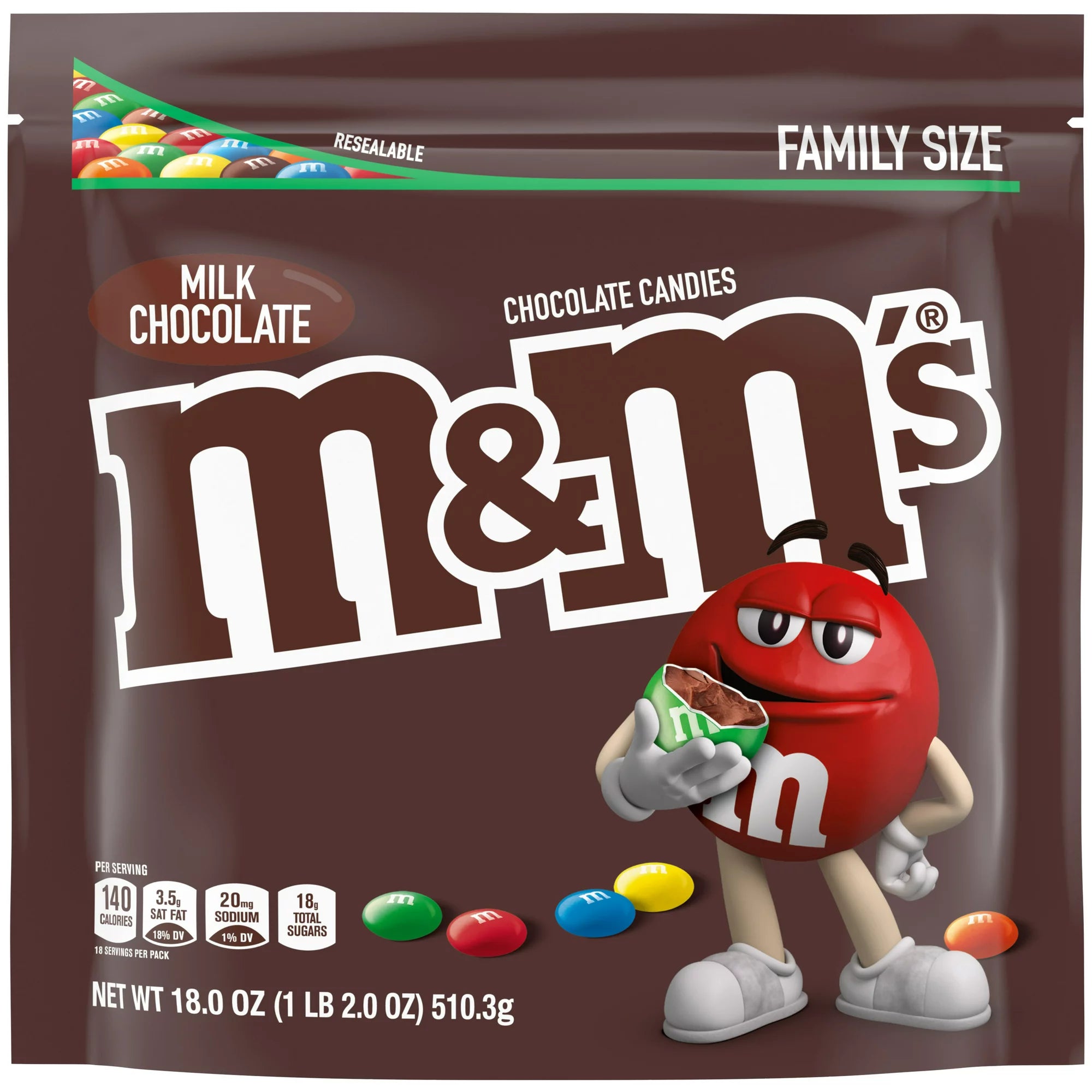 M&M’s Milk Chocolate Candy, Family Size – 18 oz