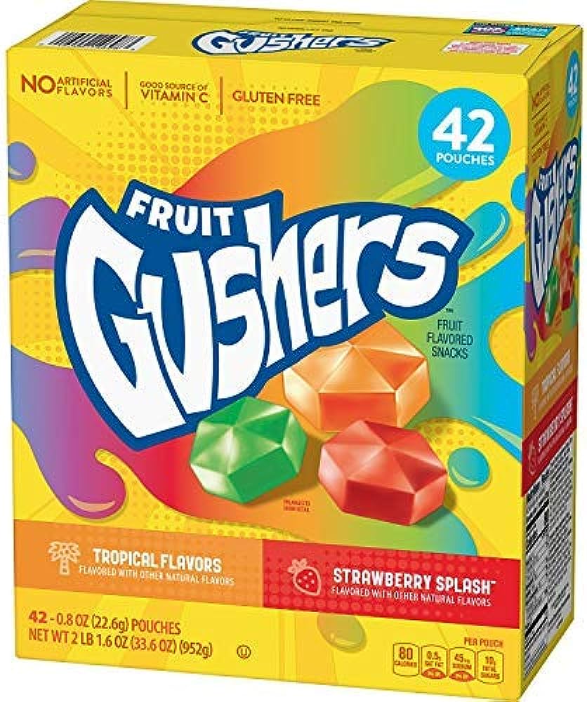 Snacks de frutas con sabor a fresa y tropical de Gushers, 42 unidades, 2 libras