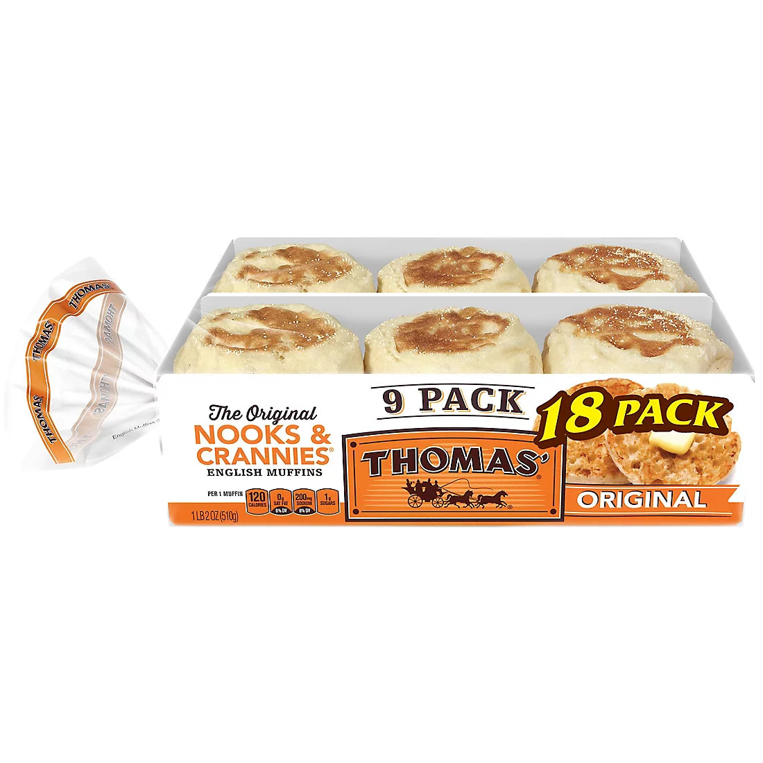 Muffins ingleses de Thomas, paquete de 2, 9 unidades, 36 oz