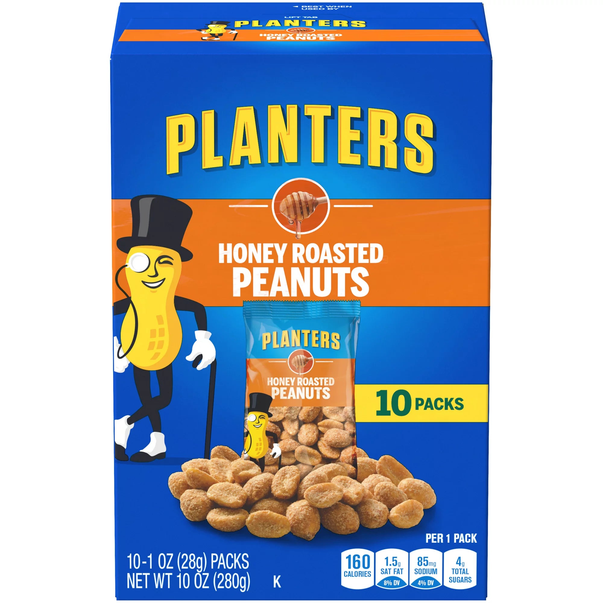 Maní tostado con miel de Planters, caja de 10 unidades, 10 oz