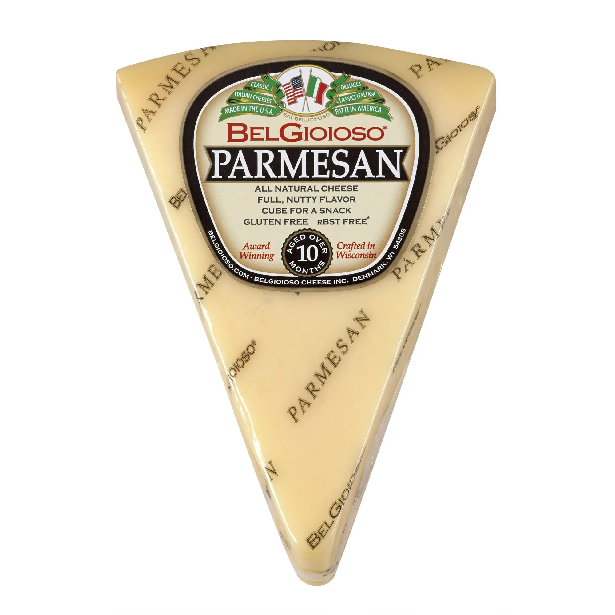 Cuña de queso parmesano BelGioioso, queso duro especial, 8 oz