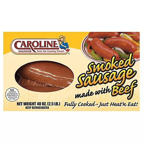 Caroline Smoked Beef Sausage – 2.5 lbs (40 oz)