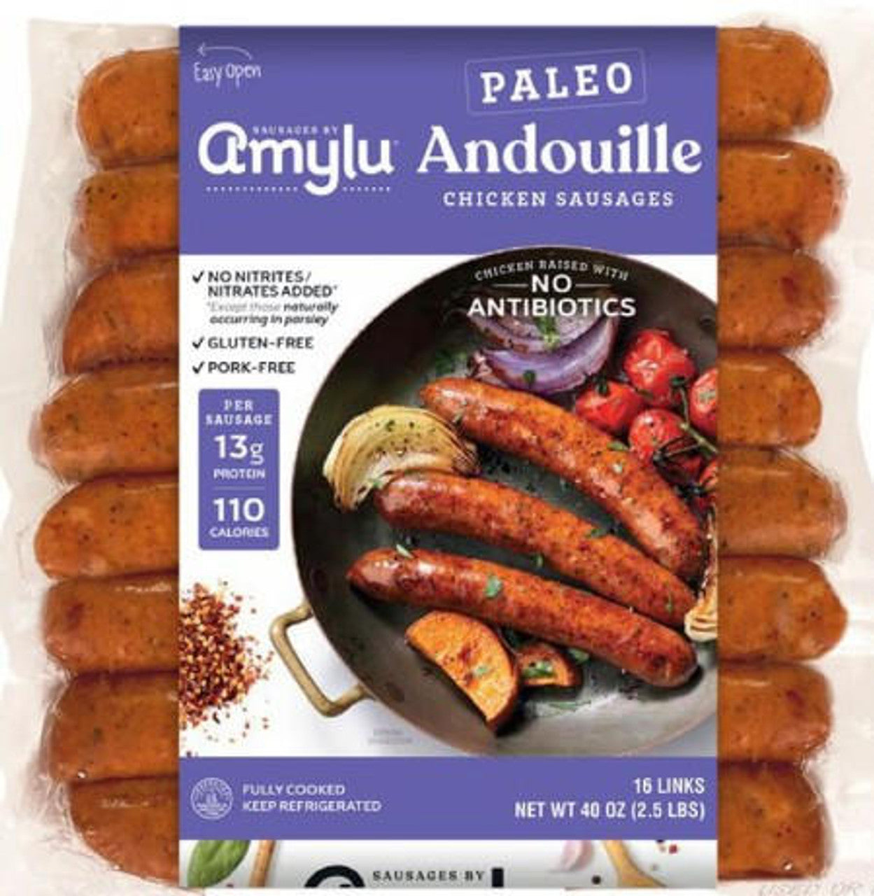 Amylu Paleo Andouille Chicken Sausages 2.5 Lbs  40 oz