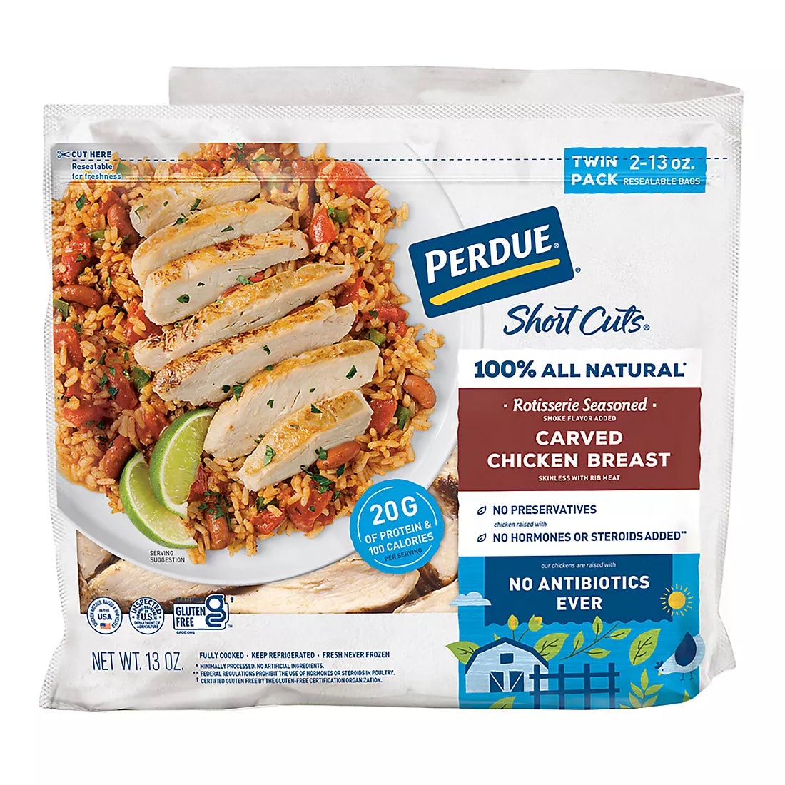 Pechuga de pollo tallada Perdue Short Cuts, paquete de 2, 26 oz.