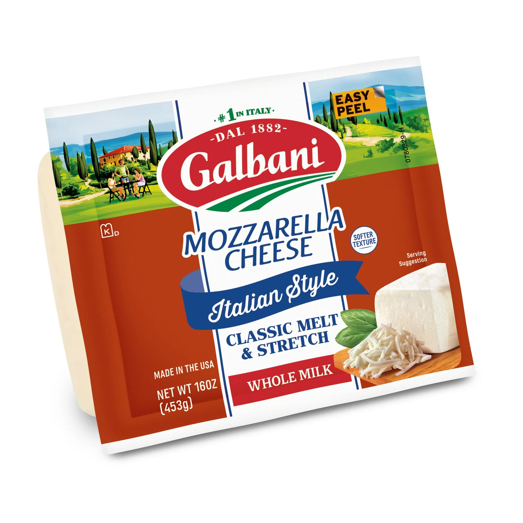 Bloque de queso mozzarella con leche entera Galbani 16 oz