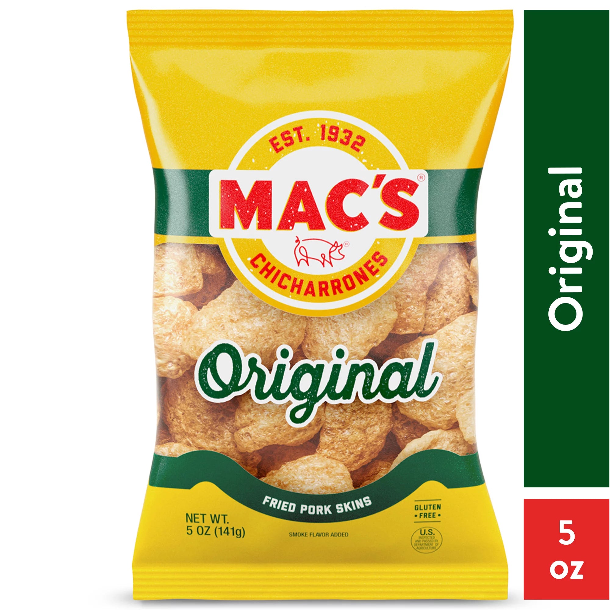 Mac’s Chicharrones Original Fried Pork Skins – 5 oz