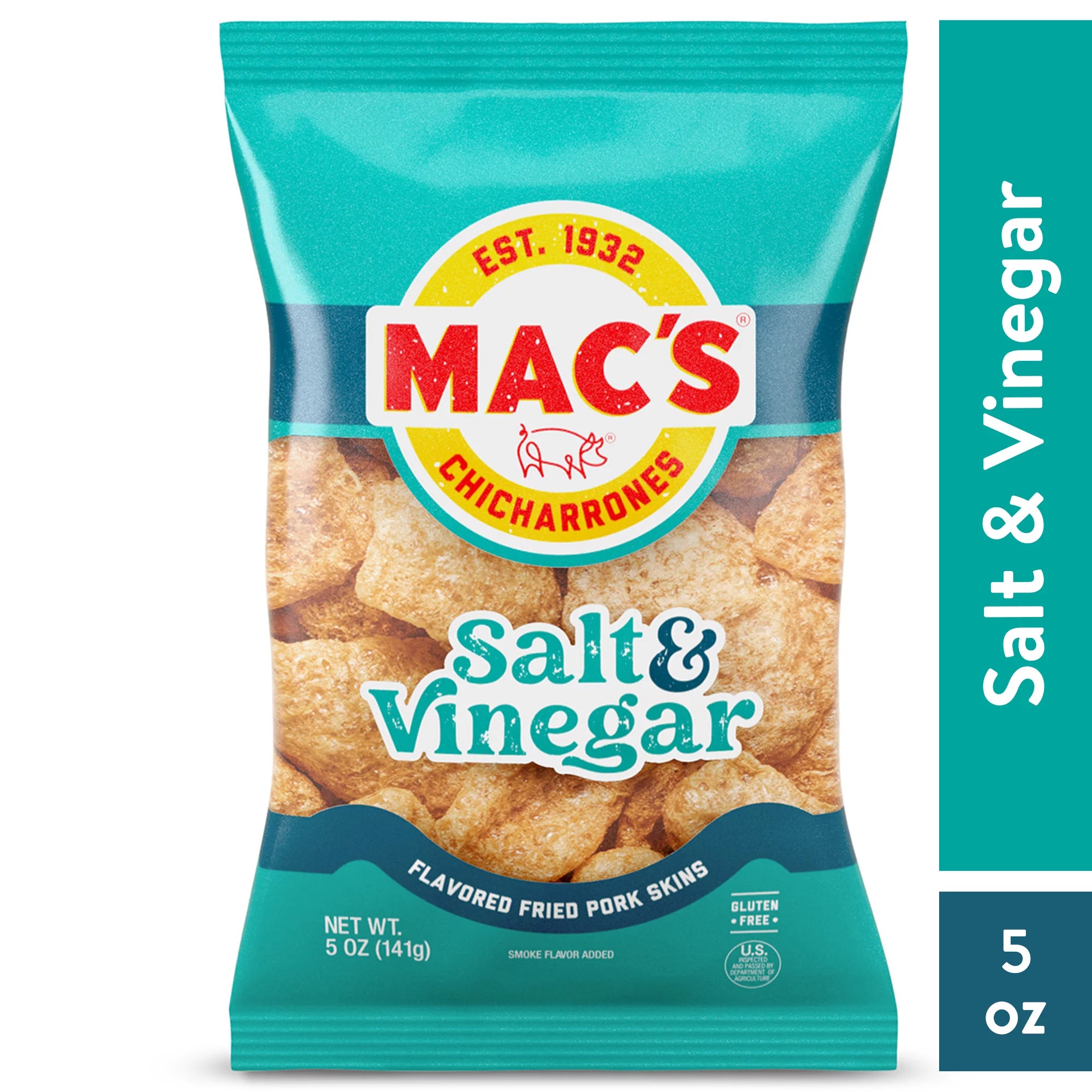 Mac’s Chicharrones Salt & Vinegar Fried Pork Skins – 5 oz