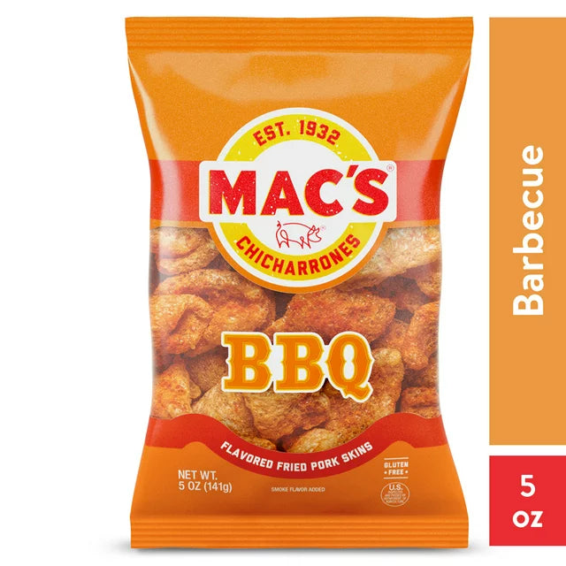 Mac’s Chicharrones BBQ Fried Pork Skins – 5 oz