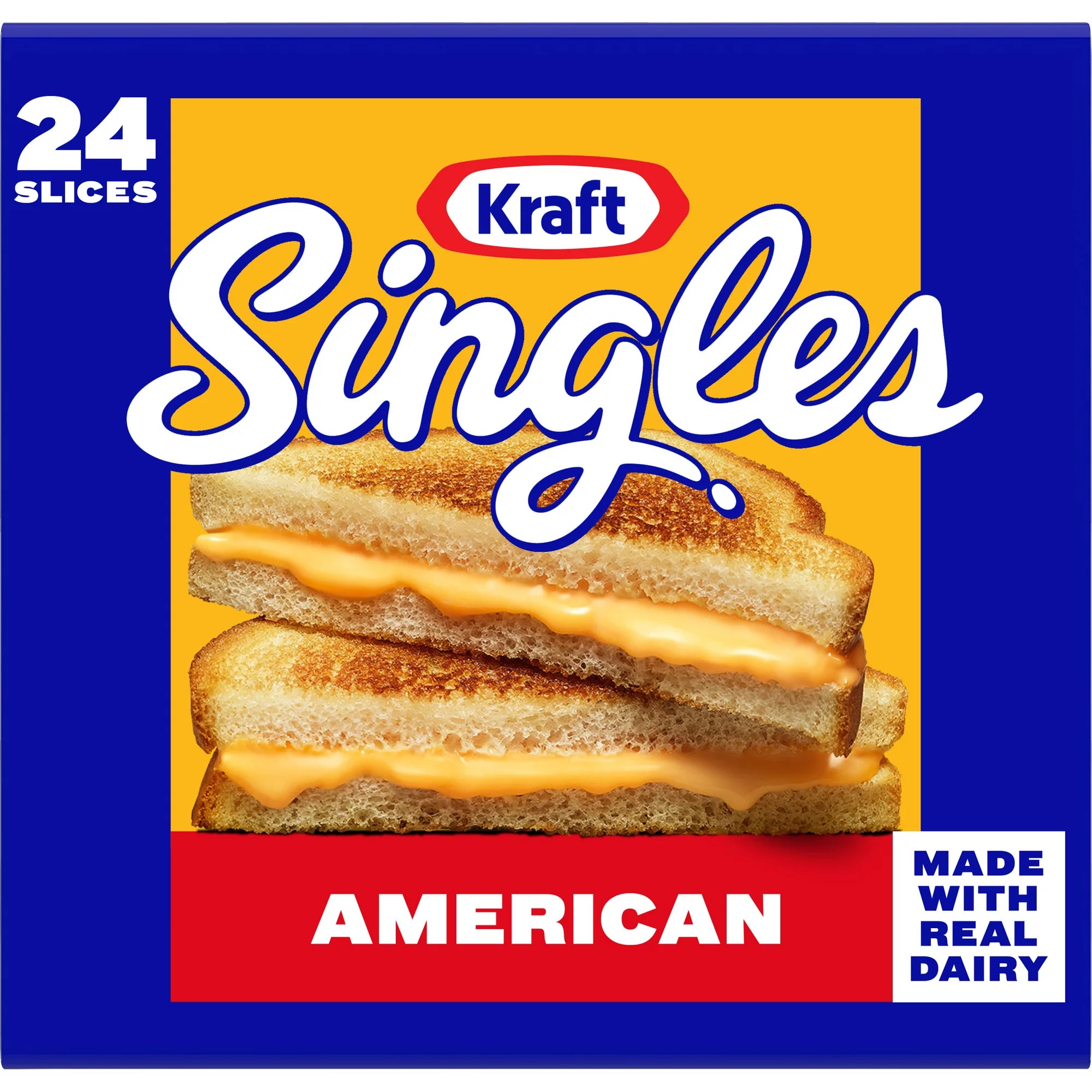 Rebanadas de queso americano Kraft Singles, paquete de 24 unidades, 16 oz
