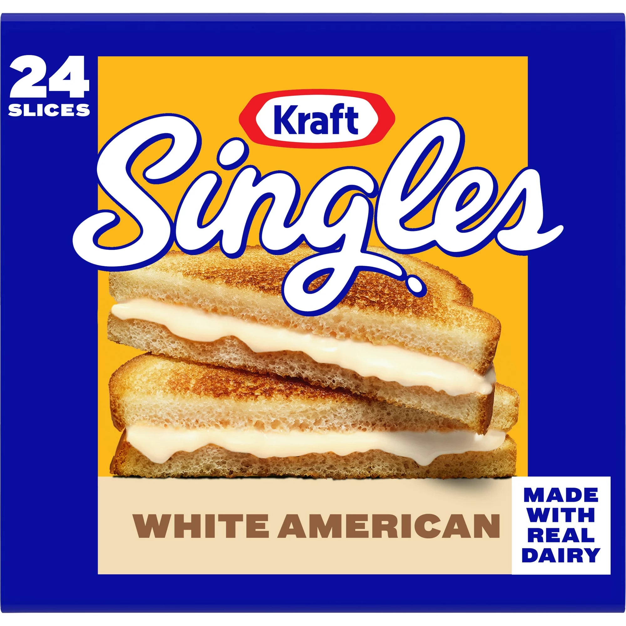 Rebanadas de queso americano blanco Kraft Singles, paquete de 24 unidades, 16 oz