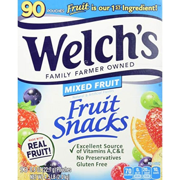 Snacks de frutas mixtas de Welch's, 90 unidades, 4,5 libras