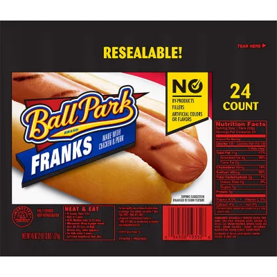 Ball Park Classic Franks 24 ct – 2.81 lbs (45 oz)