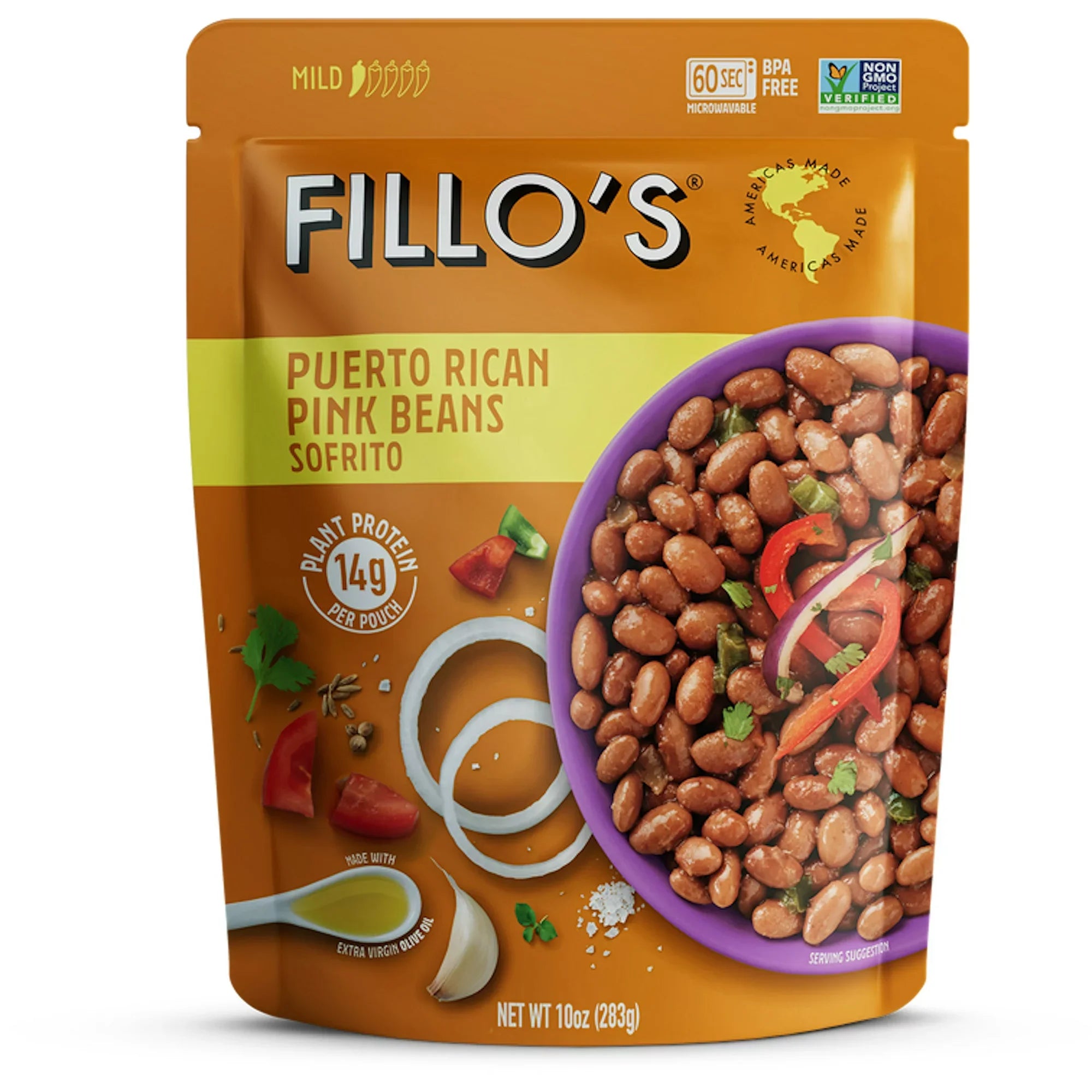 Frijoles rosados puertorriqueños FILLO'S con especias suaves, 10 oz