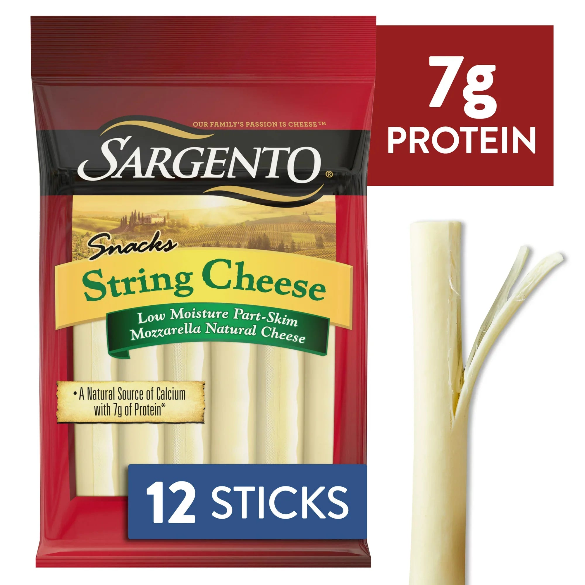 Bocadillos de queso en tiras naturales Sargento, 12 unidades, 12 oz
