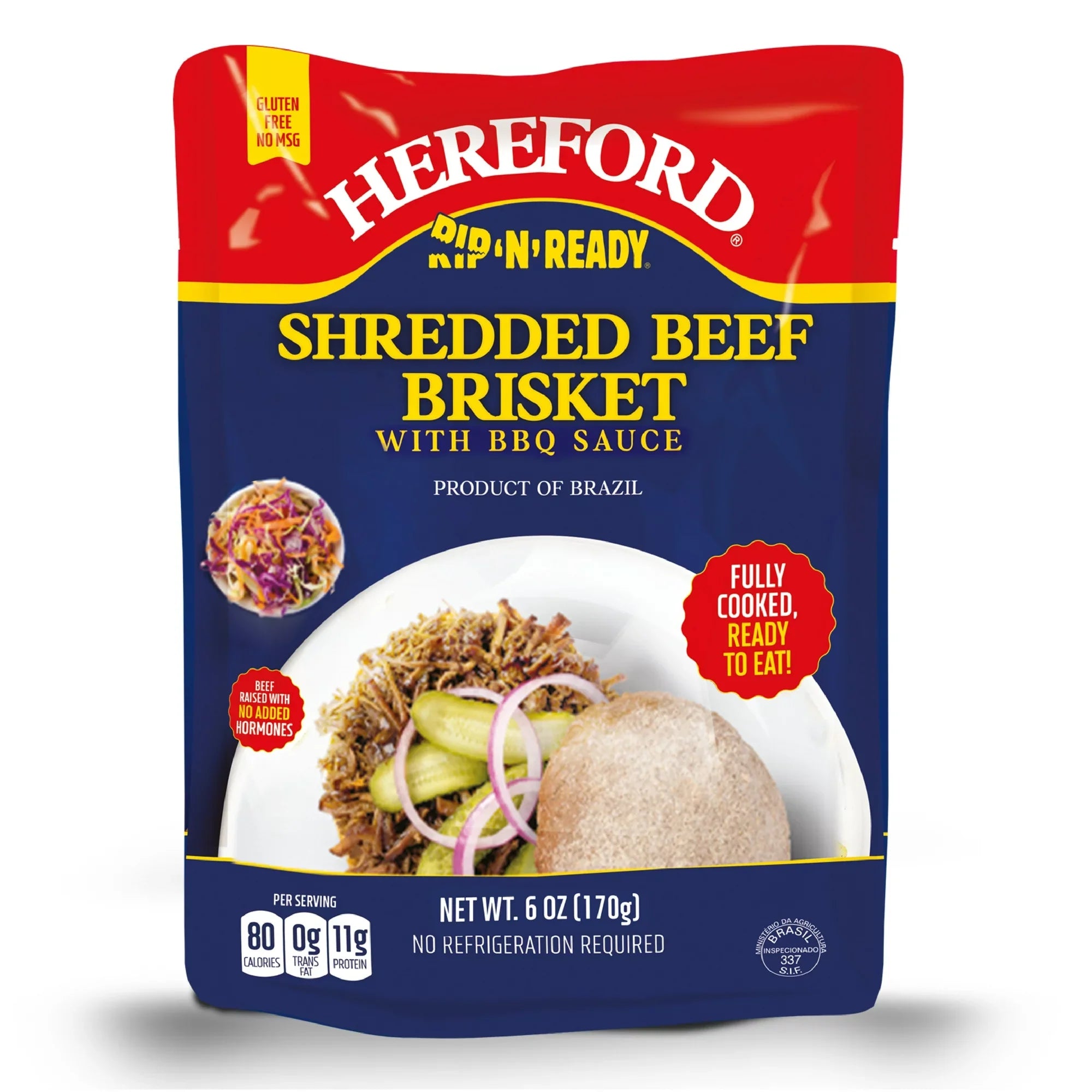 Hereford Fully Cooked Shredded Beef Brisket with BBQ – 6 oz
