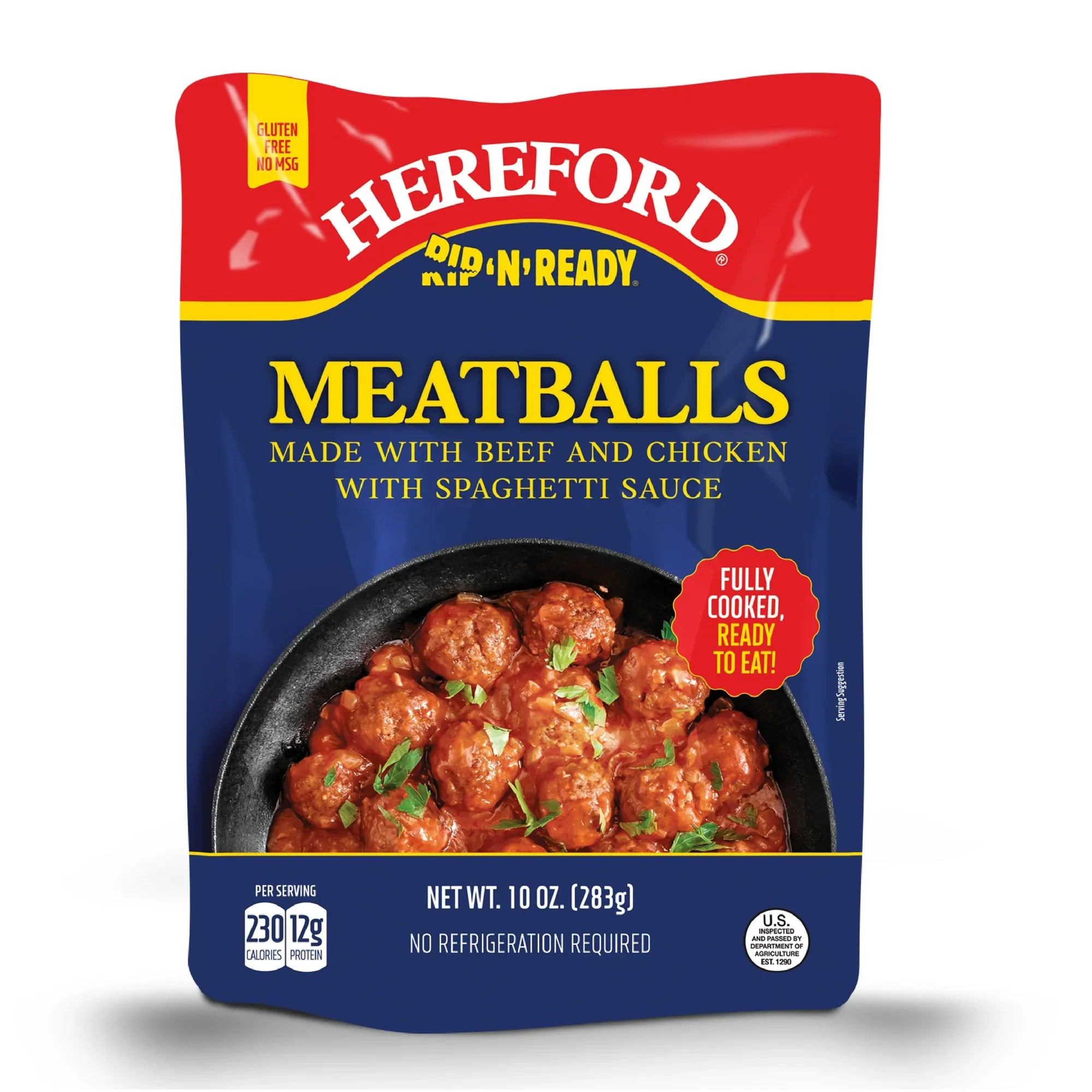 Albóndigas Hereford con salsa de espagueti, completamente cocidas, 10 oz
