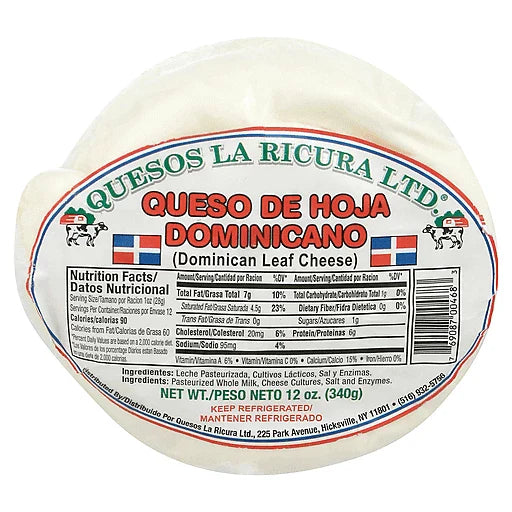 Quesos La Ricura Queso, Dominicano, Queso De Oja 12 oz