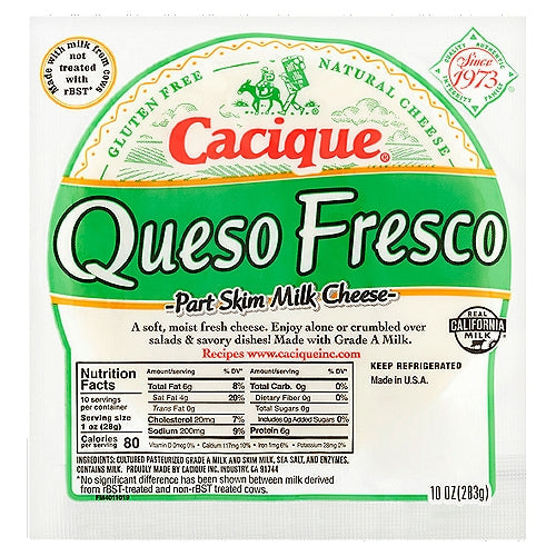 Cacique Queso Fresco Queso De Leche Semidescremada 10 oz