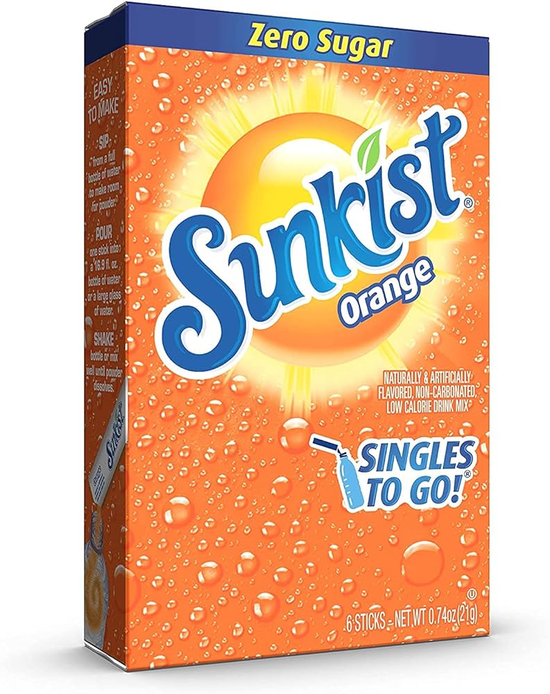 Mezcla para bebidas Sunkist Singles to Go de color naranja