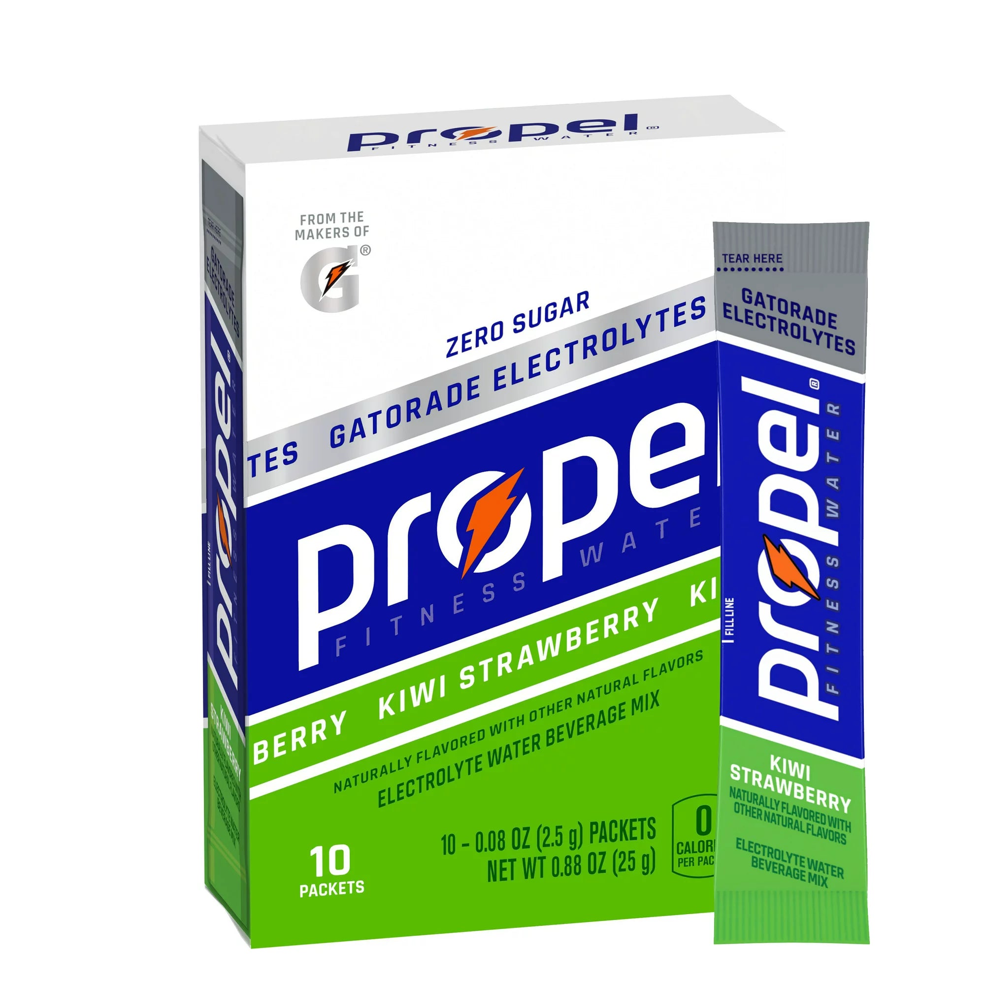 Propel Powder Packets with Electrolytes, Vitamins and No Sugar, Kiwi Strawberry, 10 ct – 1 oz