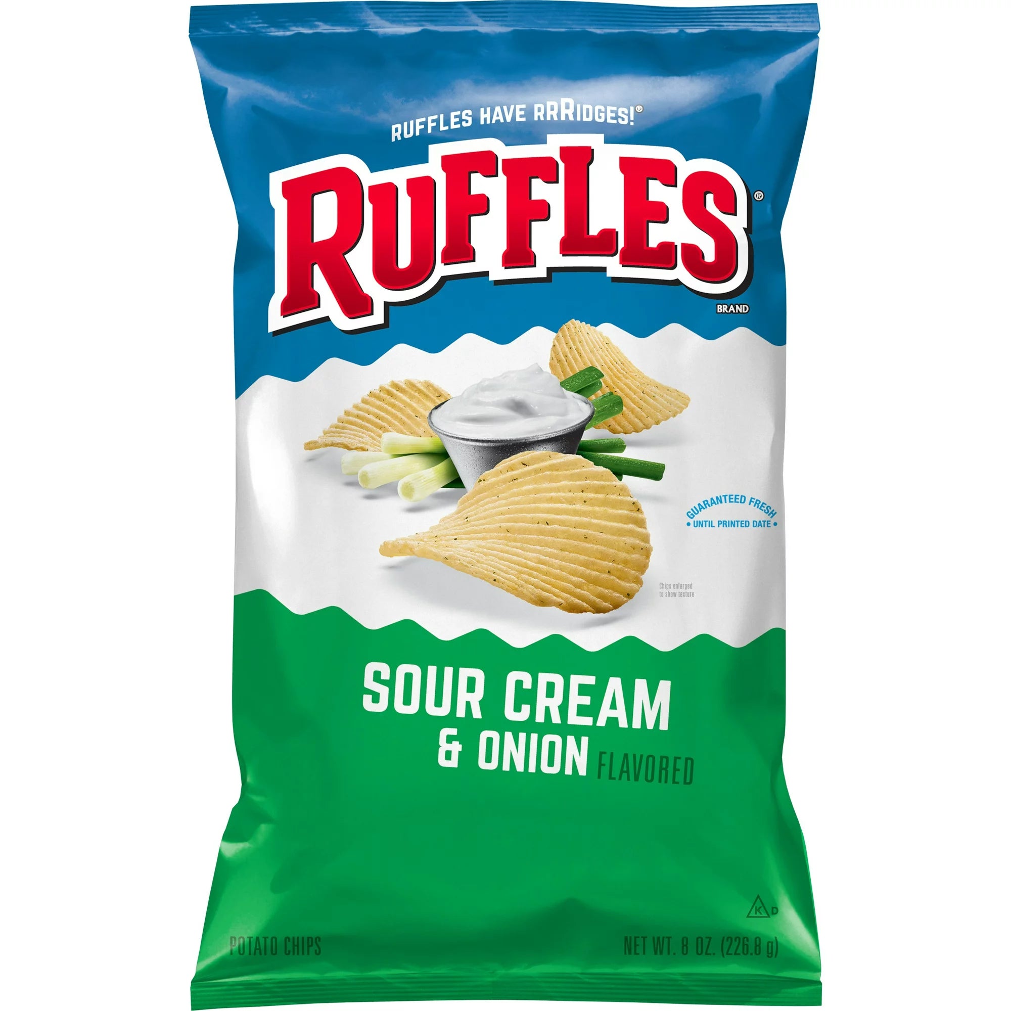 Papas fritas Ruffles sabor a queso cheddar y crema agria, 8 oz