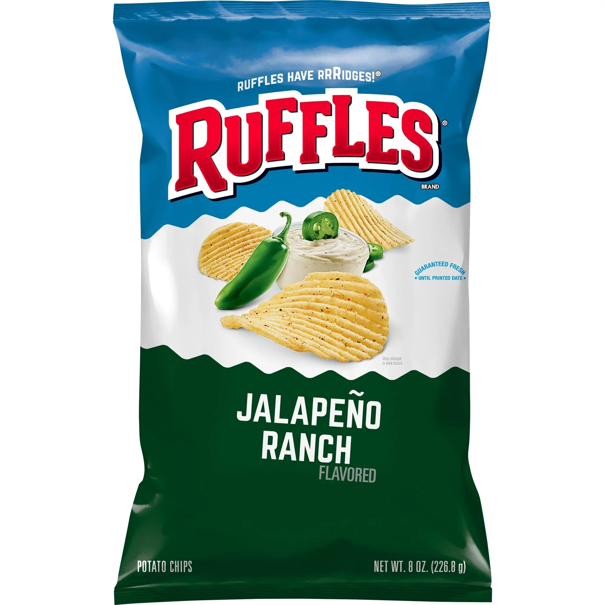 Papas fritas Ruffles sabor a queso cheddar y crema agria, 8 oz