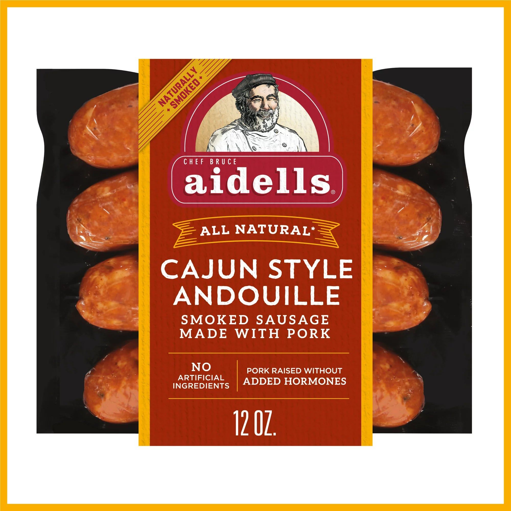 Salchichas de cerdo ahumadas Andouille estilo cajún de Aidells, 4 unidades, 12 oz