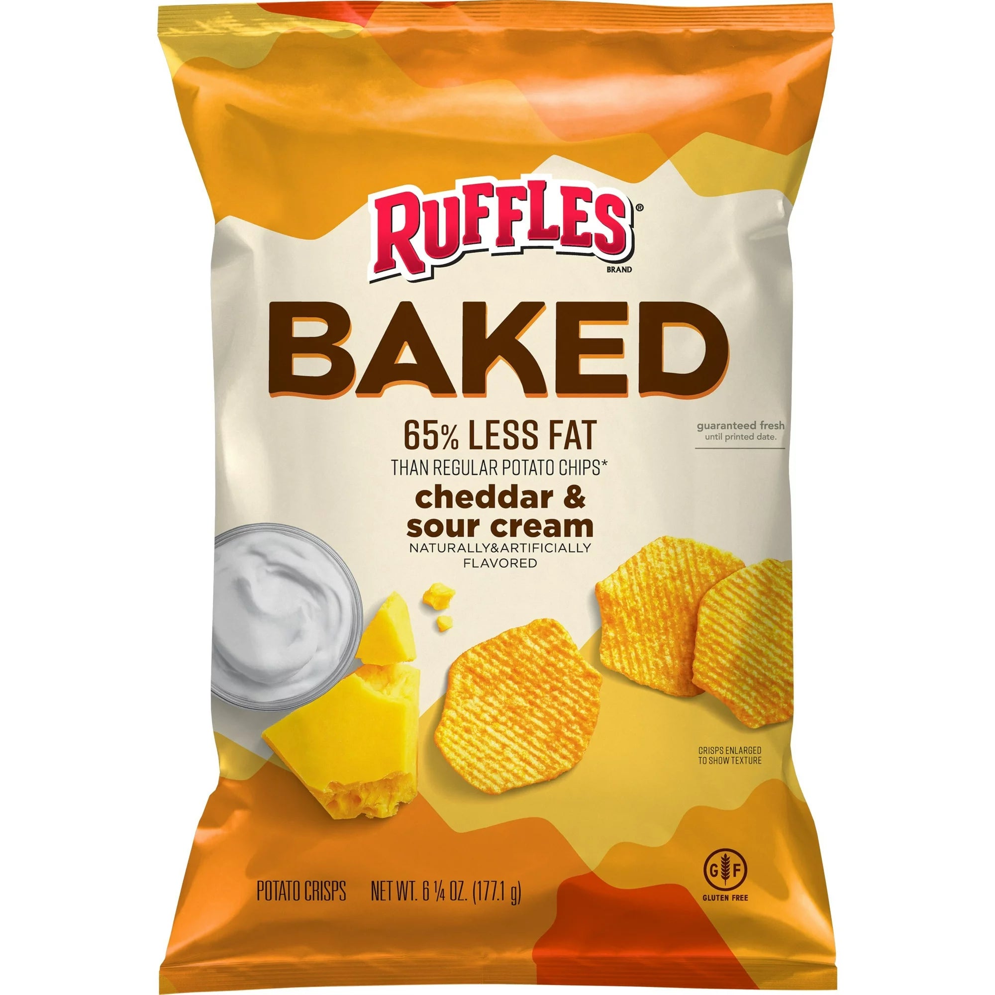 Chips de patata con queso cheddar y crema agria al horno Ruffles, 6,25 oz