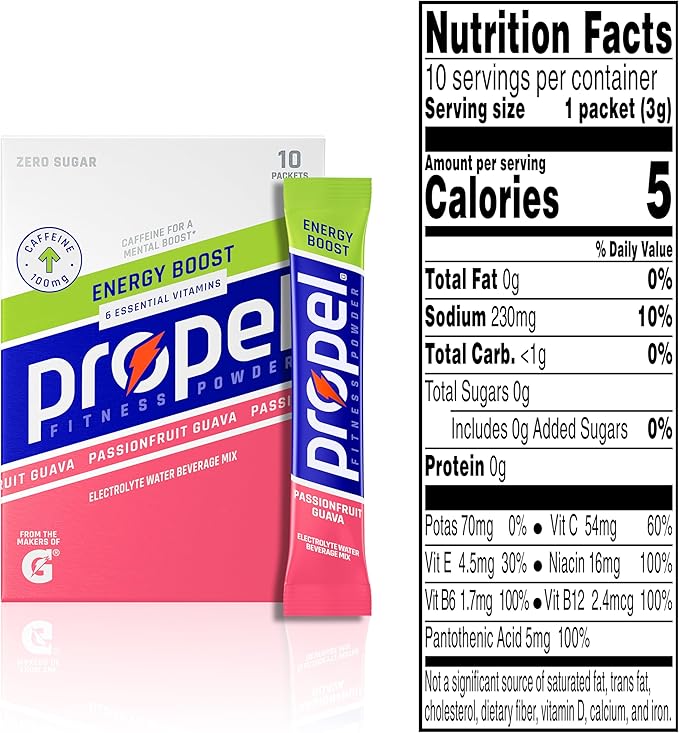 Propel Energy Boost Passionfruit Guava Drink Mix – 10 ct (1 oz)
