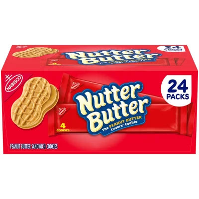 Paquetes de bocadillos de galletas tipo sándwich con mantequilla de maní Nutter Butter, 24 unidades, 46 oz