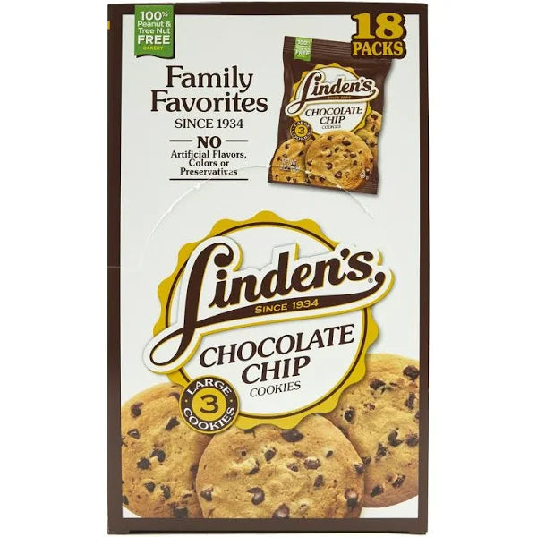 Galletas con chispas de chocolate de Linden, paquete de 3, 18 unidades, 33 oz