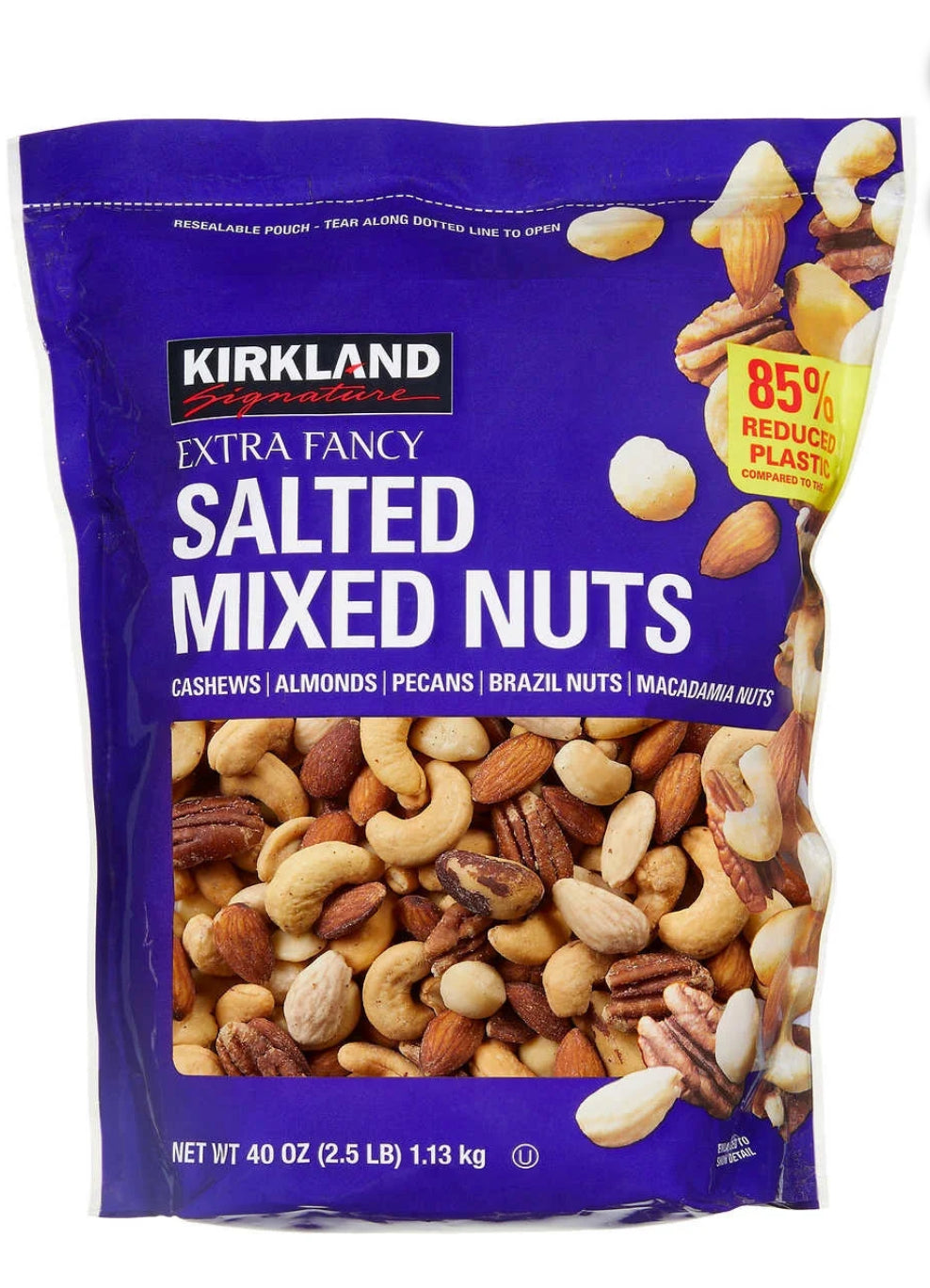 Kirkland Signature Extra Fancy Mixed Nuts, Salted – 2.5 lbs (40 oz)