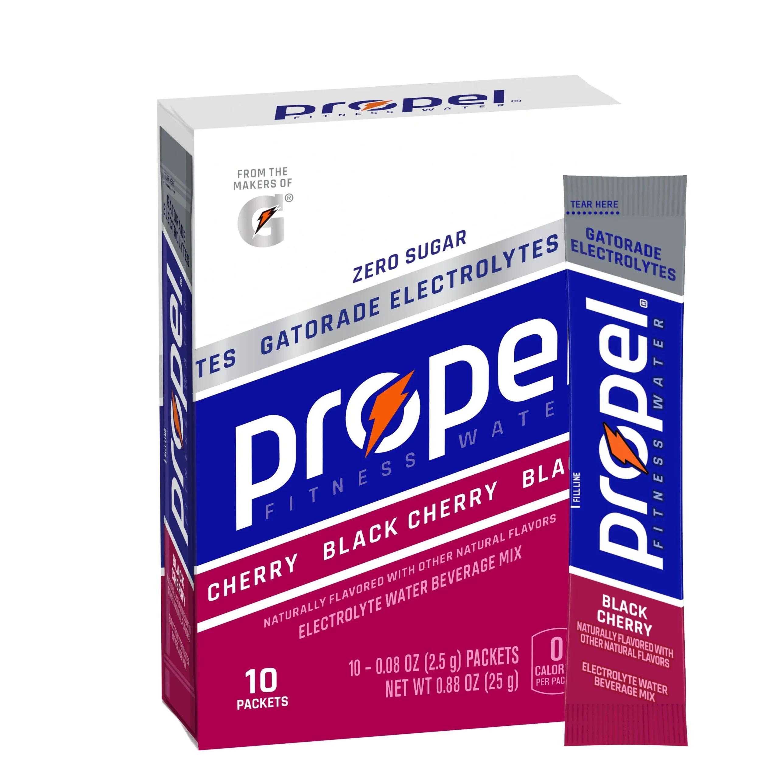 Propel Powder Packets with Electrolytes, Vitamins and No Sugar, Black Cherry, 10 ct – 1 oz