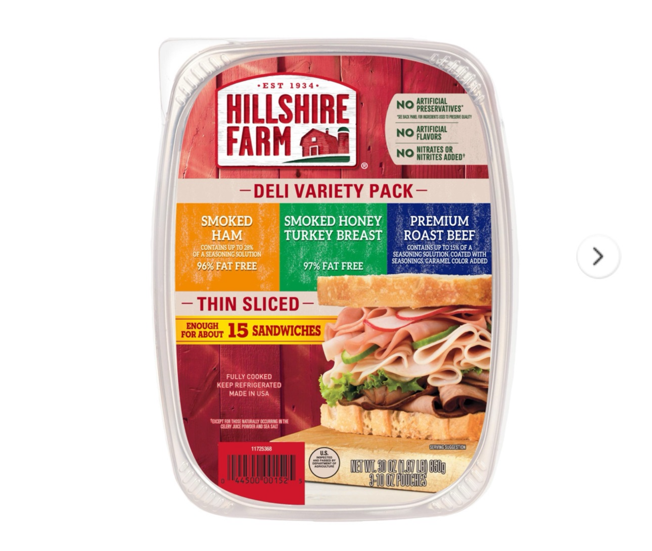 Hillshire Farm Sliced, paquete variado Club (CONTIENE CERDO), 3 unidades de 3 libras