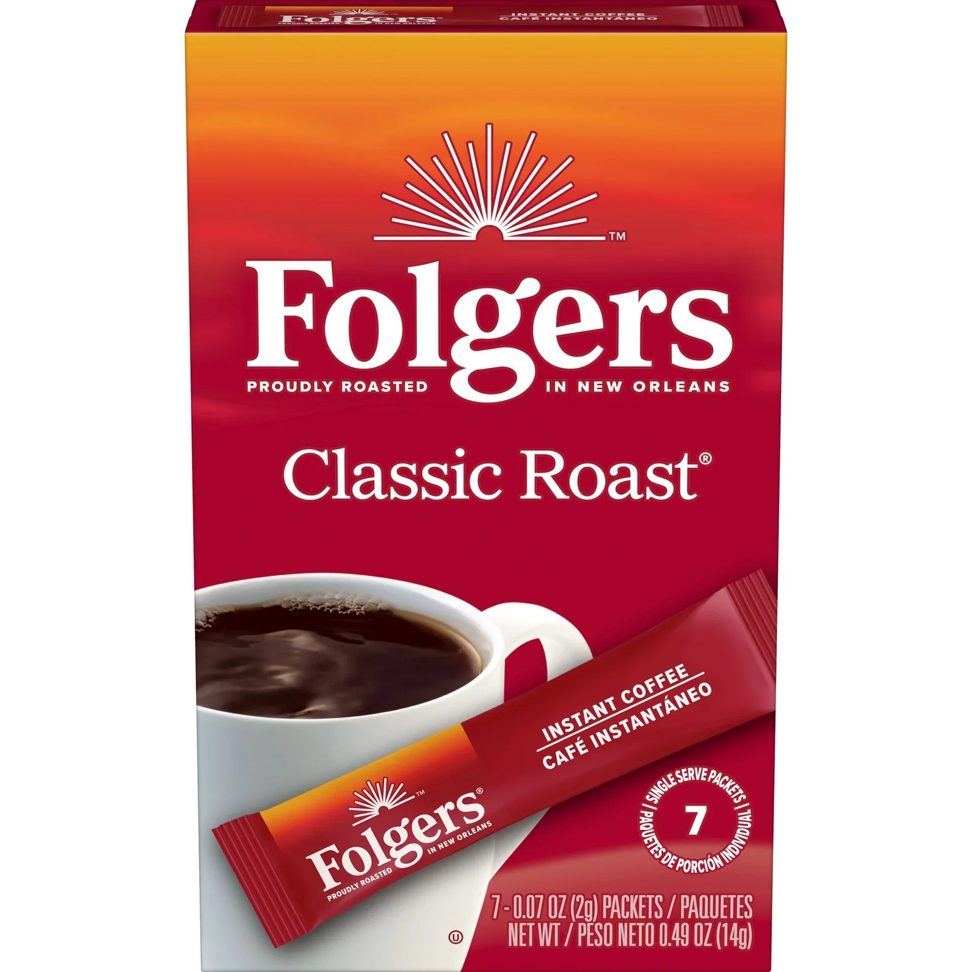 Folgers Classic Roast Instant Coffee 7 ct – 0.49 oz