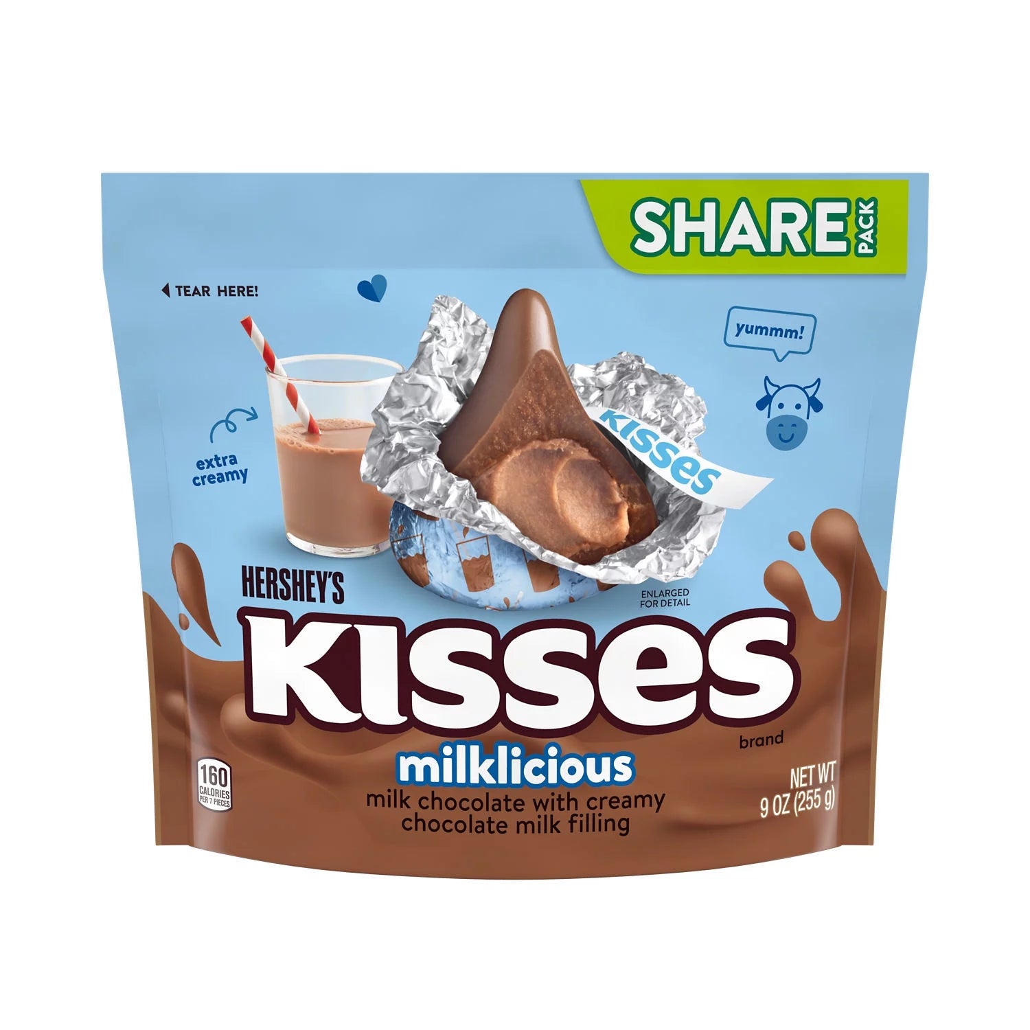 Hershey’s Kisses, Milklicious Milk Chocolate with Creamy Chocolate Milk Filling Candy 9 oz