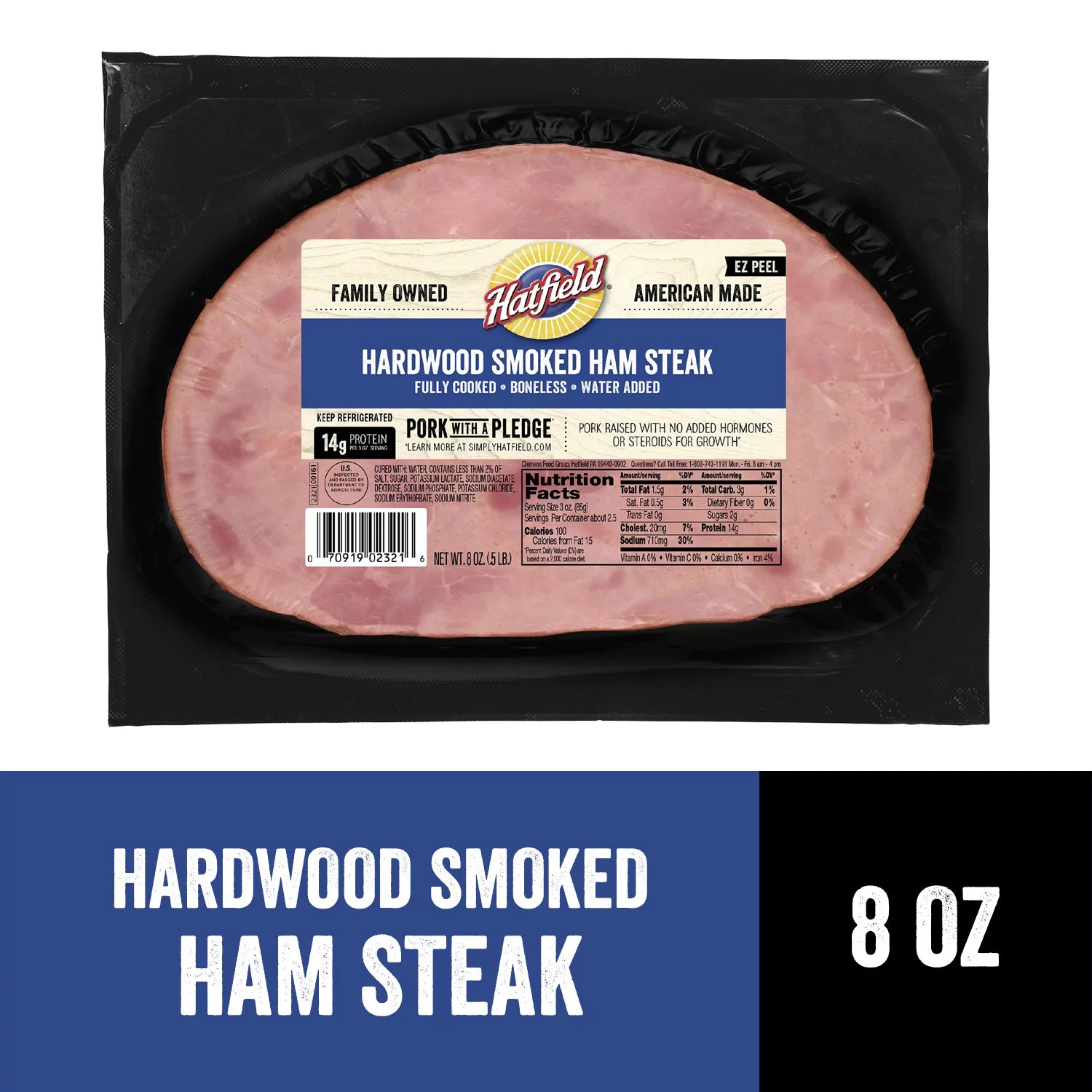 Hatfield, Boneless, Fully Cooked, Ham Steak Classic 8 oz