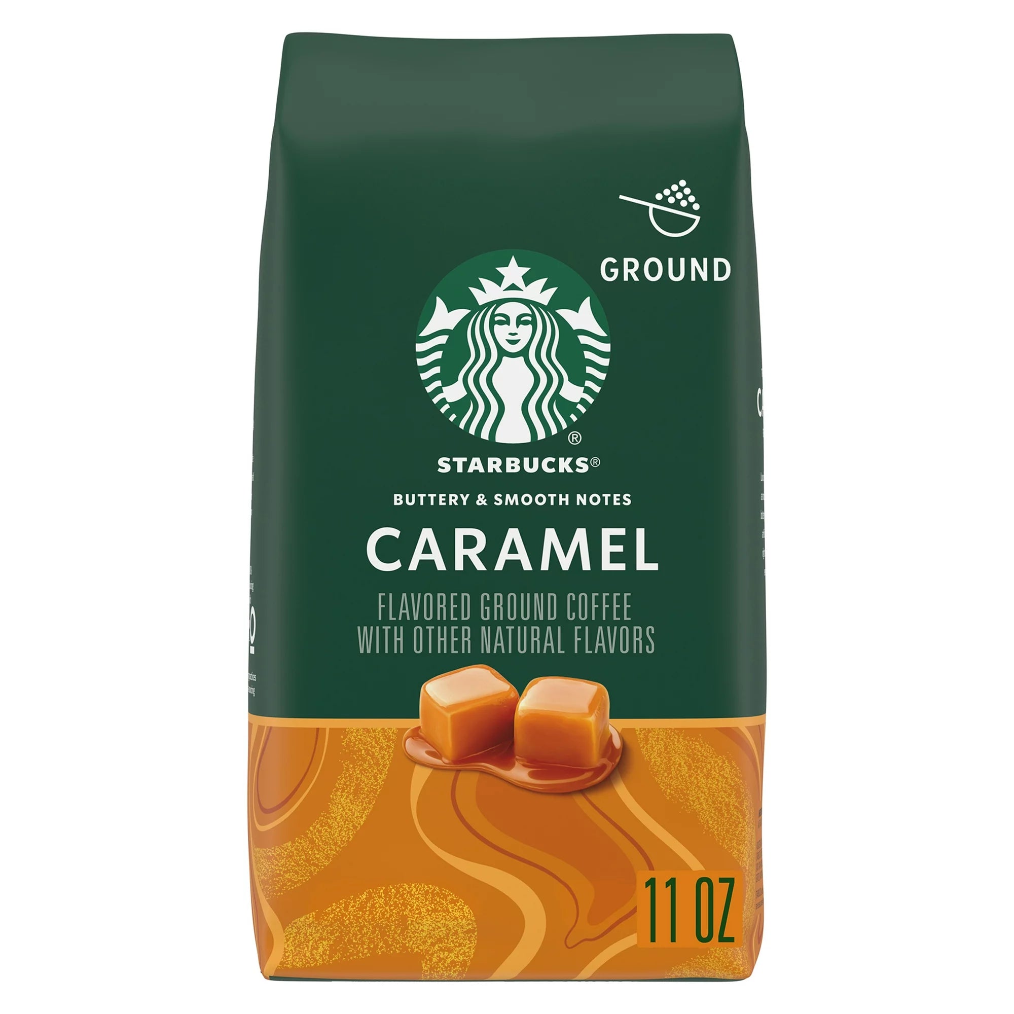 Starbucks Arabica Beans Caramel, Ground Coffee, 11 oz