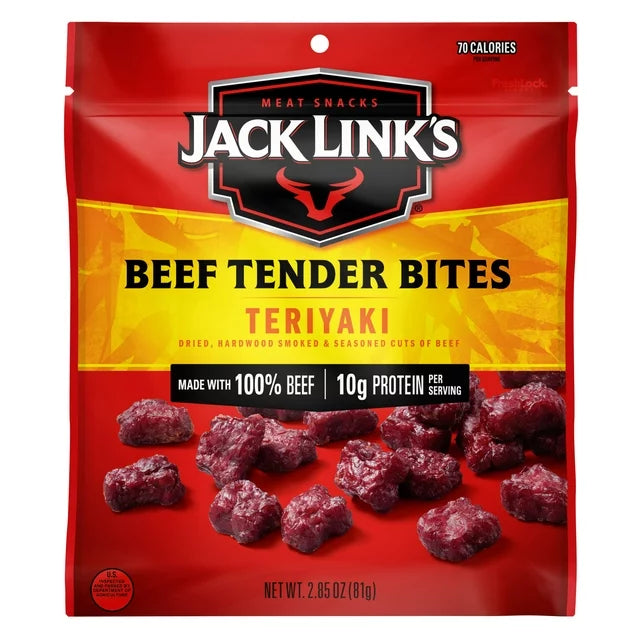 Bocaditos tiernos de carne de res de Jack Link's, 100 % carne de res, teriyaki, 2,85 oz 