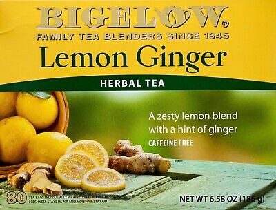 Té de hierbas sin cafeína Bigelow Lemon Ginger, 80 unidades 