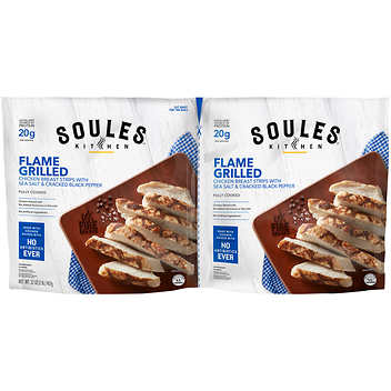 ﻿Soules Kitchen Flame Grilled Chicken Breast Strips, Sea Salt & Cracked Pepper, 32 oz