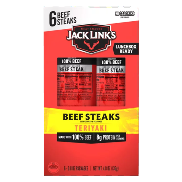 Filete de res Jack Link's, teriyaki, 6 unidades de 4,8 oz 