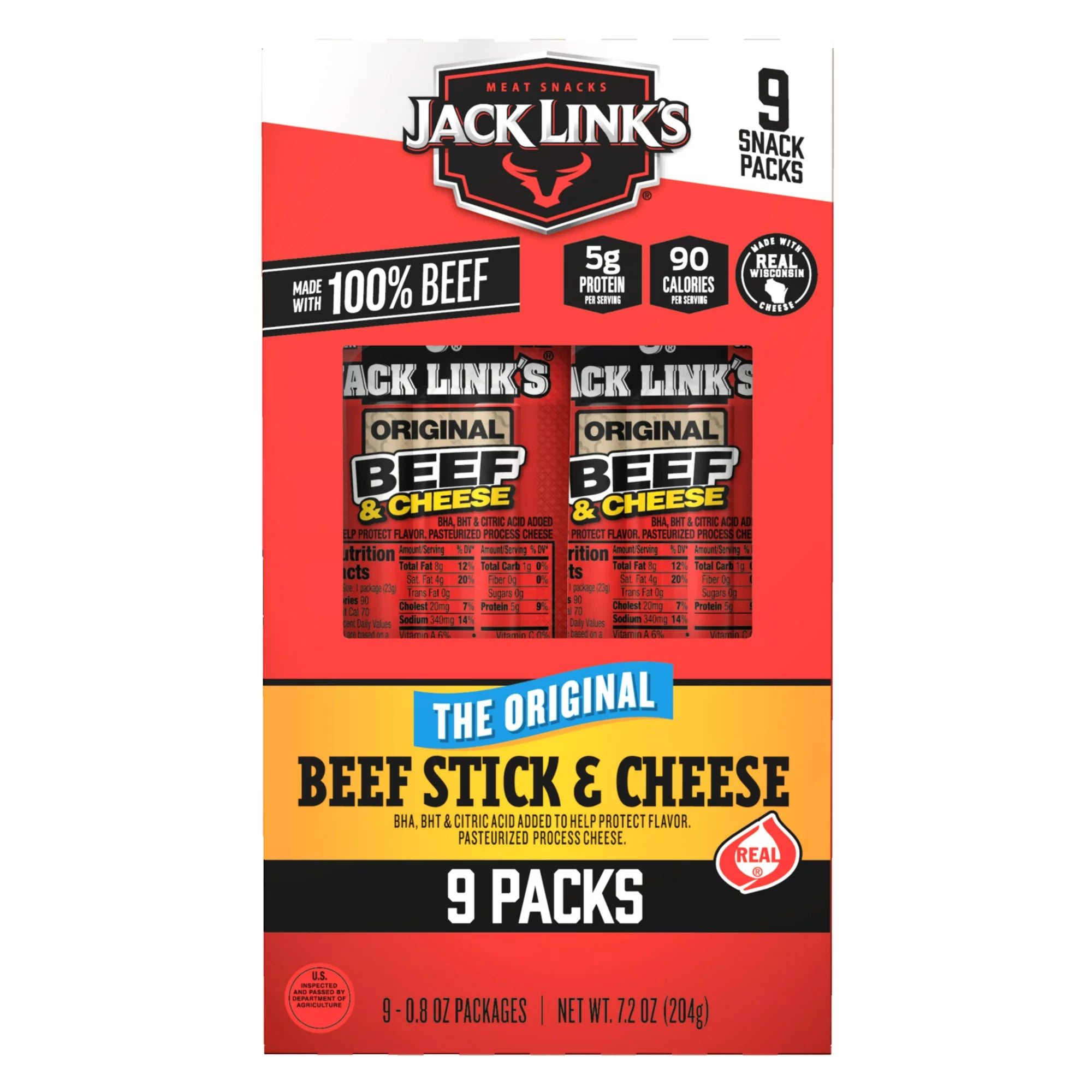 Barritas de carne y queso originales de Jack Link's, 9 unidades, 7 oz 