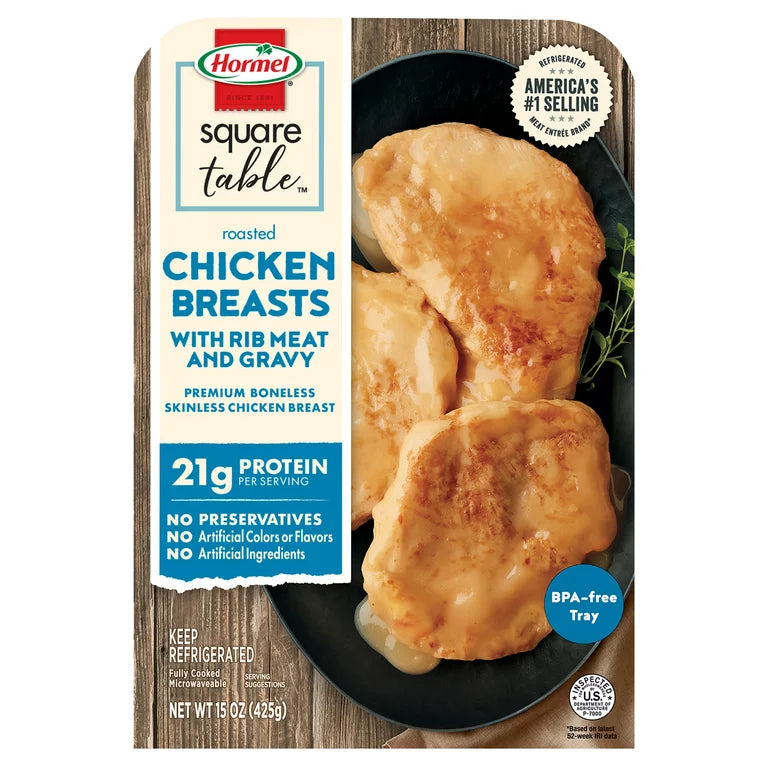 Pechugas de pollo asadas con carne de costilla y salsa Hormel Square Table, plato principal, 15 oz