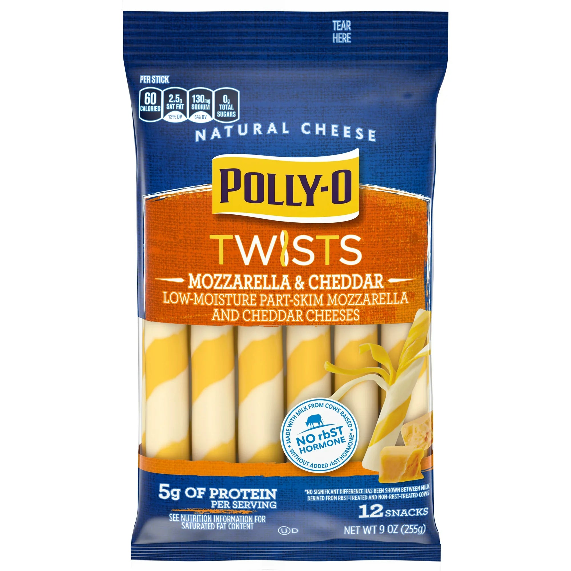 Bocadillos de queso cheddar y mozzarella con tiras de Polly-O Twists, 12 unidades de 9 oz