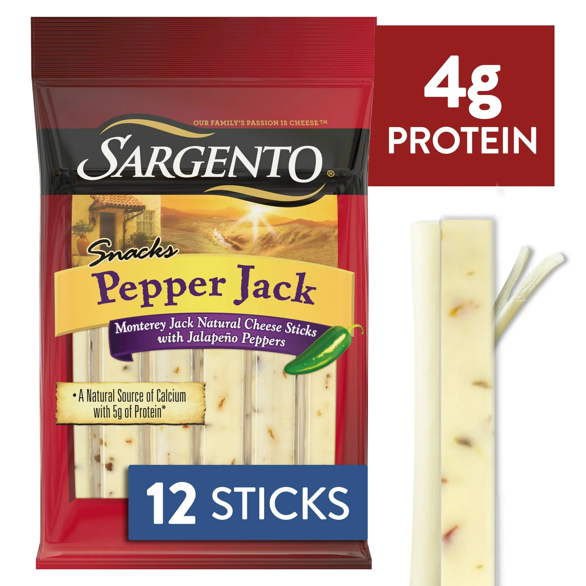 Palitos de queso natural con sabor a pimienta y Jack de Sargento, 9 oz