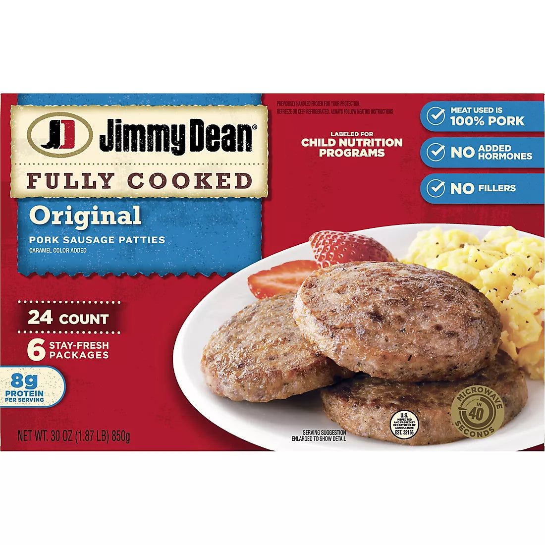 Jimmy Dean Original Pork Sausage Patties, 24 ct 30 oz